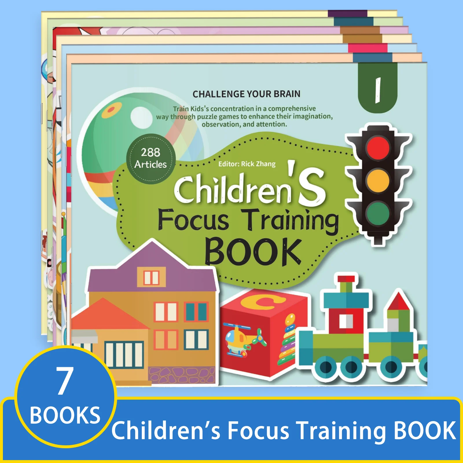 7PCS Children Focus Training Books Set – Attention & Concentration Activity Workbook for Early Learning Preschool Kids
