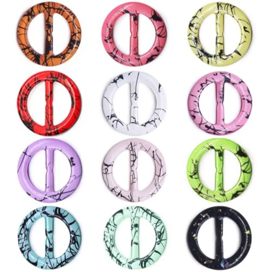 

12PCS Silk Scarf Ring Clip T-shirt Tie Clips for Women Fashion Resin Ring Scarves Clasp Waist Buckle for Shirts Clothing Clothi