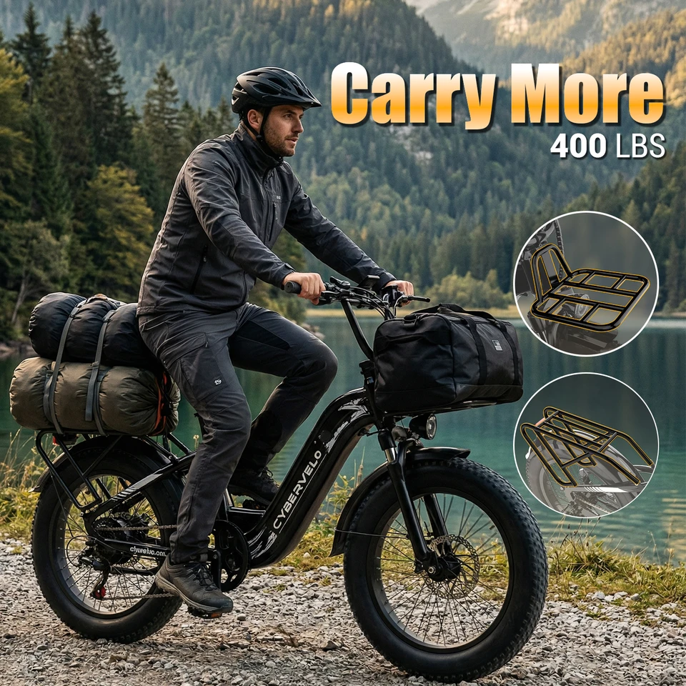 Cybervelo 1000W Electric Bike for Adults 48V 20AH Removable Battery Step Thru 30+ MPH 80 Miles Range 20 Inch Fat Tire with 7 Speed EK8 image 8
