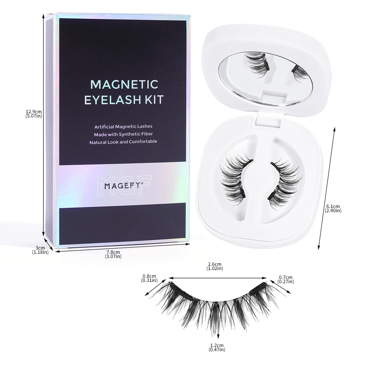 MAGEFY Magnetic Eyelashes with Mirror Applicator Glue Free Reusable Magnetic Lashes Natural Anime Cat Eye Magnetic Lashes Tools