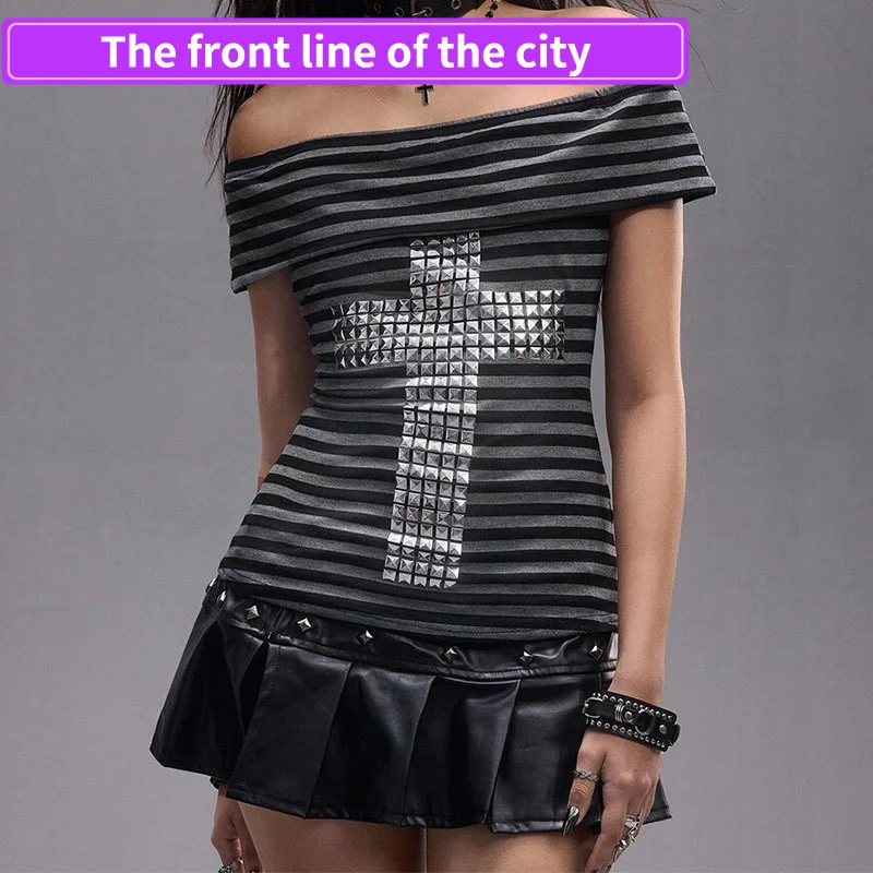 

Summer Printed V-Ne Strapl Off-oulder Top ort Sve Street Sle Slim Fit Ladies T-irt with Chest Pad