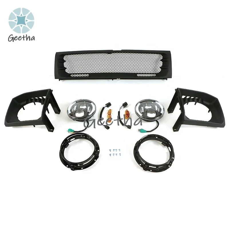 

4x4 Off Road Auto Parts Other Exterior Accessories ABS Black Car Front Upper Grille With LED Light Bar Fit for PAJERO V33 V43 19