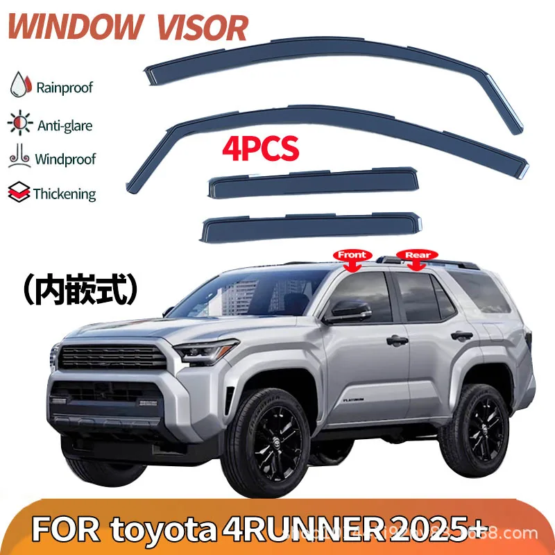 Suitable for 25 models of Toyota 4runner Speedmaster embedded with hidden rain and shine brows No-Drill Design