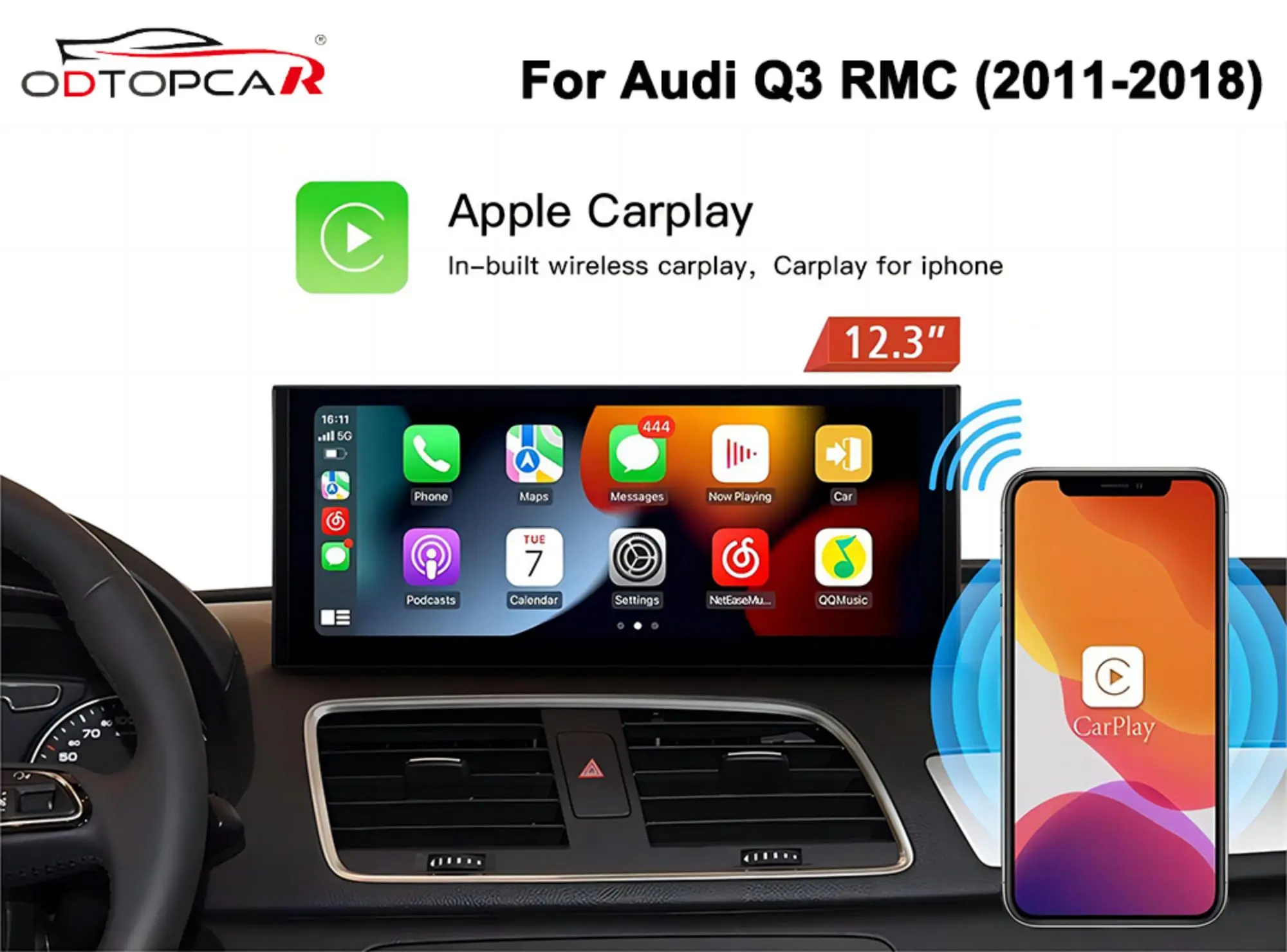 For Audi RS Q3 /RS Q3 RMC 12.3 inch Blu-Ray Touch Screen Apple Caplay Full Screen Android Mirroring Bluetooth 4G GPS Navigation