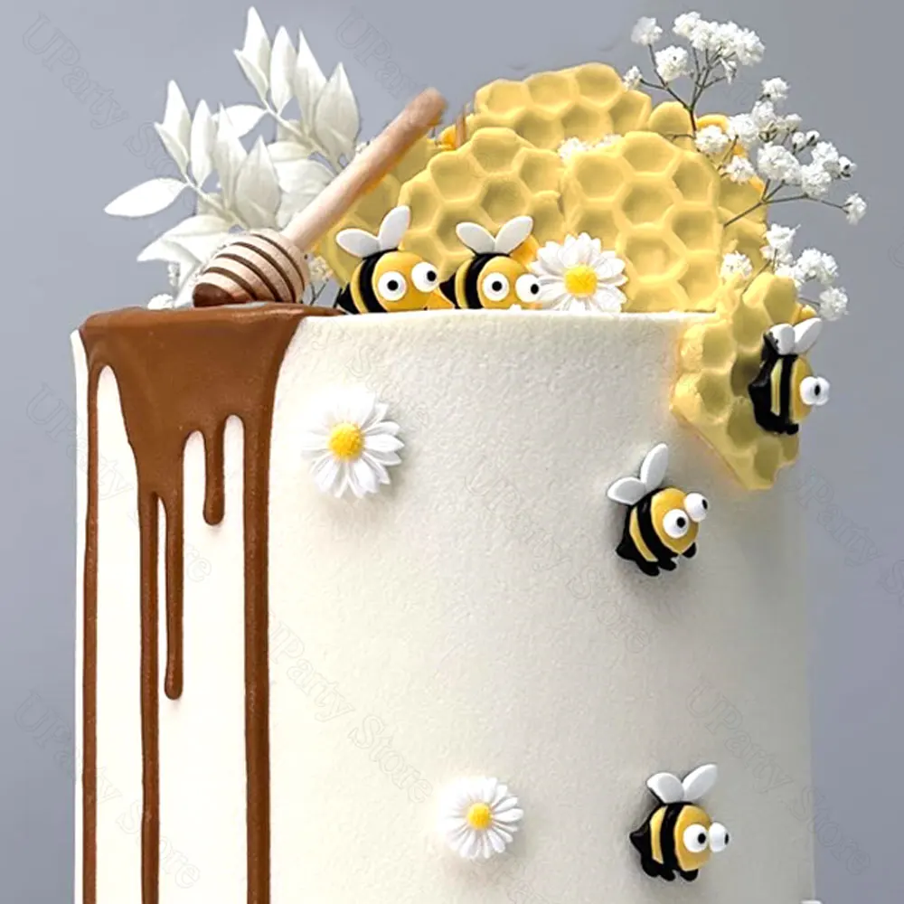 29 Stück Bienenkuchen-Topper, Honigglas-Stick, Wabenkuchen-Topper für Bienen, Geburtstag, Geschlecht offenbaren, Babyparty, Kuchendekorationen, Gastgeschenk – Detail 8