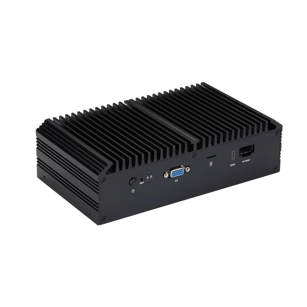 Qotom-Mini servidor e firewall do roteador, série do PC, átomo do processador central, C3558, C3758R, C3808, 10G SFP +, LAN 2.5G, console, VGA