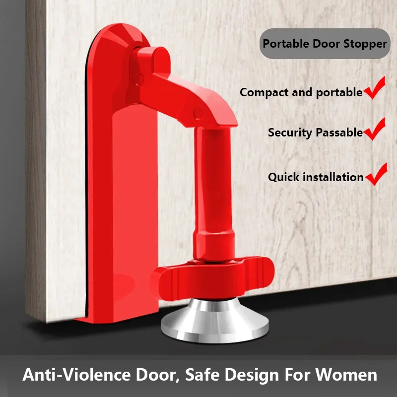 Portable Door Stops Self-Defense Door Stopper Lock-Security Door Brace Device For Personal Protection Home Security Door Closer