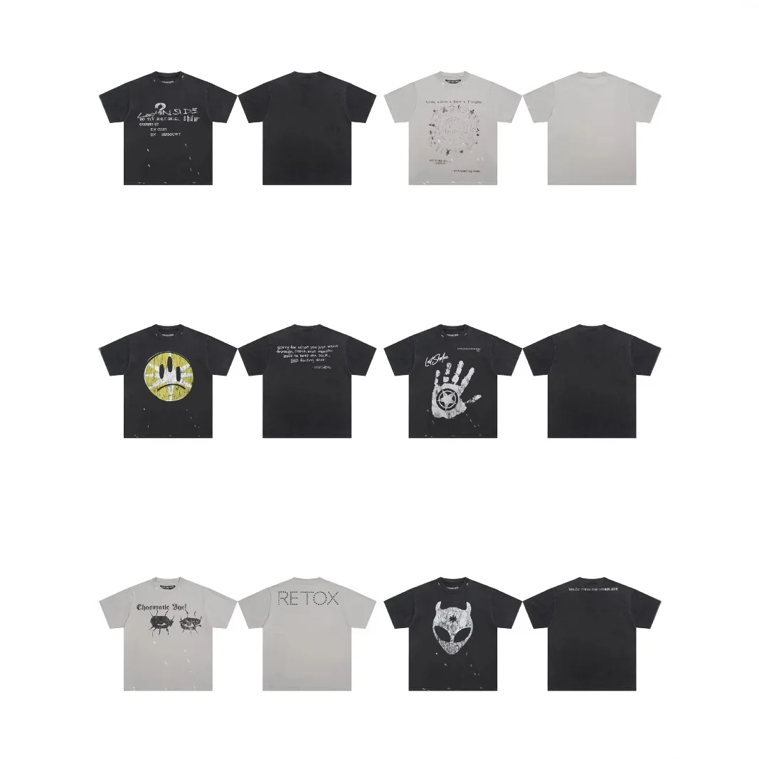 

LOSTSHDWS Американская уличная футболка с короткими рукавами унисекс, универсальная футболка с принтом граффити, потертая стирка