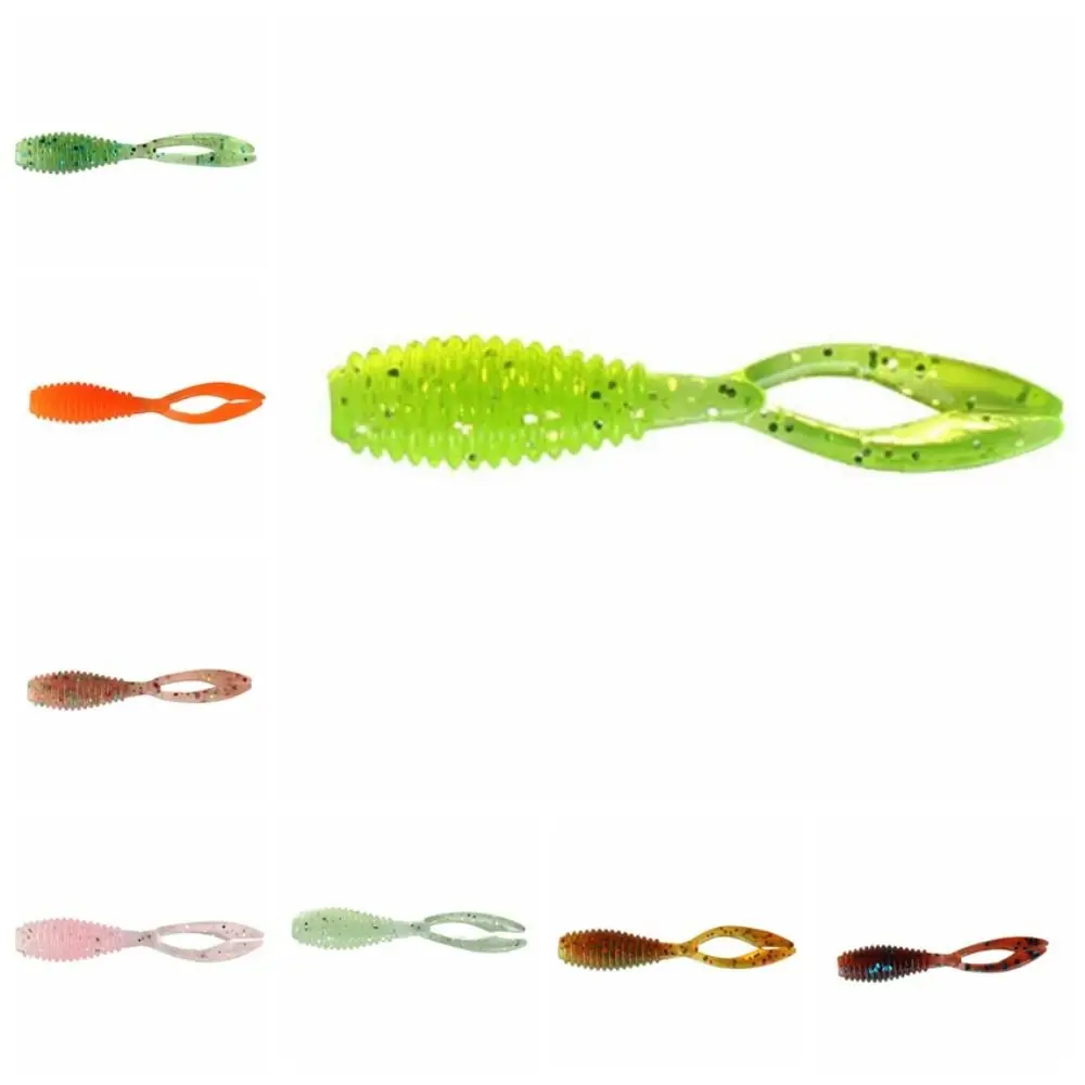 20PCS Fishing Supplies 3.5cm/0.4g Soft Worm Lure Twin Tail Silicone Worm Bait Biomimetic Swimbait Jigs Wobbler Jig Head