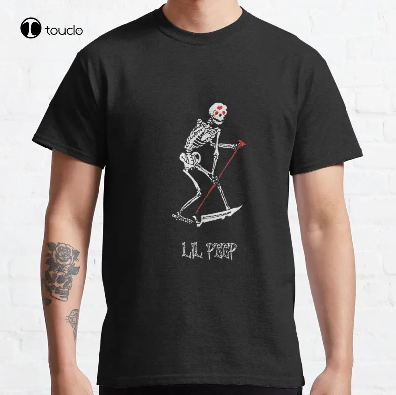 Lil Peep Skeleton Grim Reaper Tattoo And Official Design Classic T-Shirt Cotton Tee Shirt Fashion Tshirt Summer Women Shirts