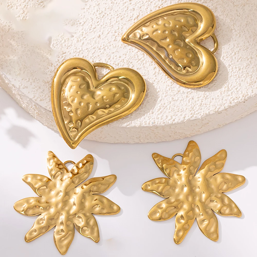 2pcs Gold Stainless Steel Heart Leaf Charms Pendants rnaments for Necklace Jewelry Making Bracelets DIY Craft Accessories view 5