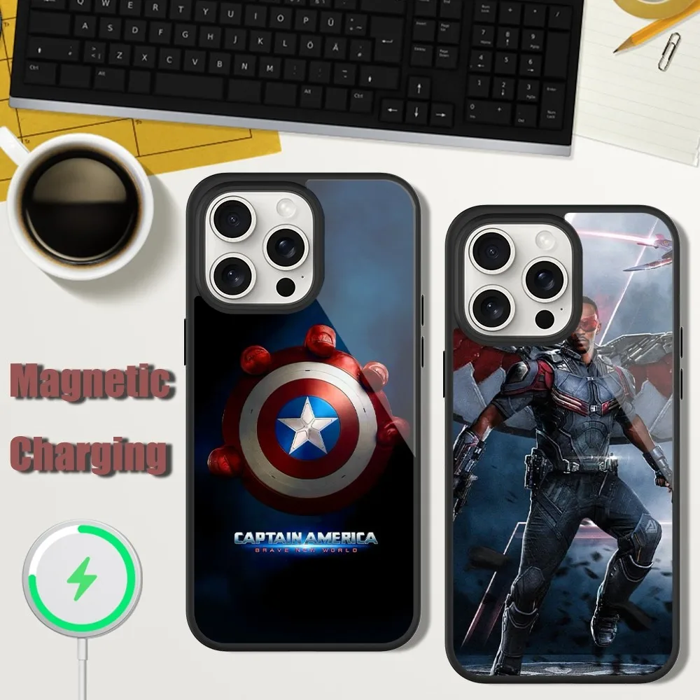 

BEAST KINGDOM Captain America New World Phone Case For iPhone 13 15 11 12 14 Plus Pro Max Glass Charging Magsafe Magnetic Cover