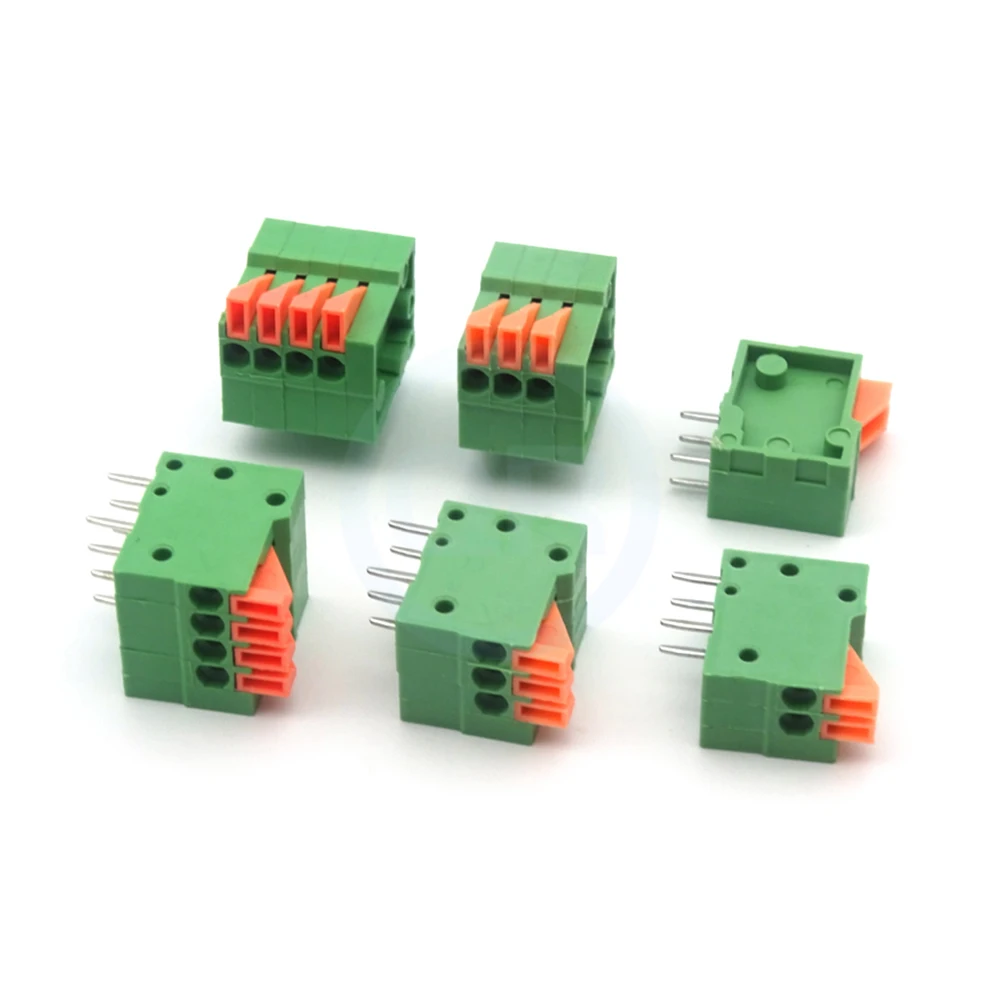 (5 Pcs) KF141V KF141R - 2.54mm Pitch Spring Screwless Terminal Block Straight Bent Foot 2P-10P PCB Connector EX 141V 141R 2.54