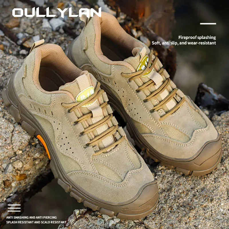 Oulylan Breathable Work Shoes With Iron Toe Anti Puncture Security Shoes  Anti-slip Lightweight Safety Shoes Work Sneakers