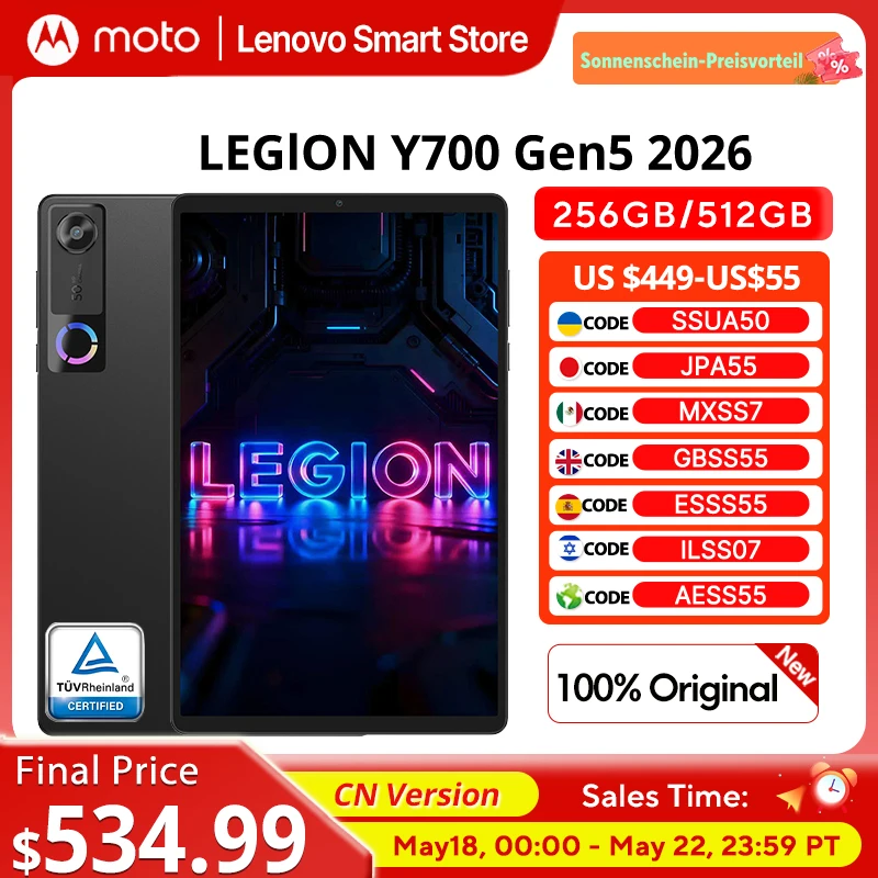 Tableta de Juegos Lenovo Legion Y700 5ª Generación Original, Versión CN, Snapdragon 8 Elite Gen5, Pantalla de 8.8'' 3K 165Hz, 9000mAh, Android Pad PC