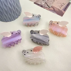 Muweordy New Cute Pig Hair Clip Acetate Claw Clip Simple Wings Crab Hair Clip Personalized Fun Animal Hair Claw Hair Accessories