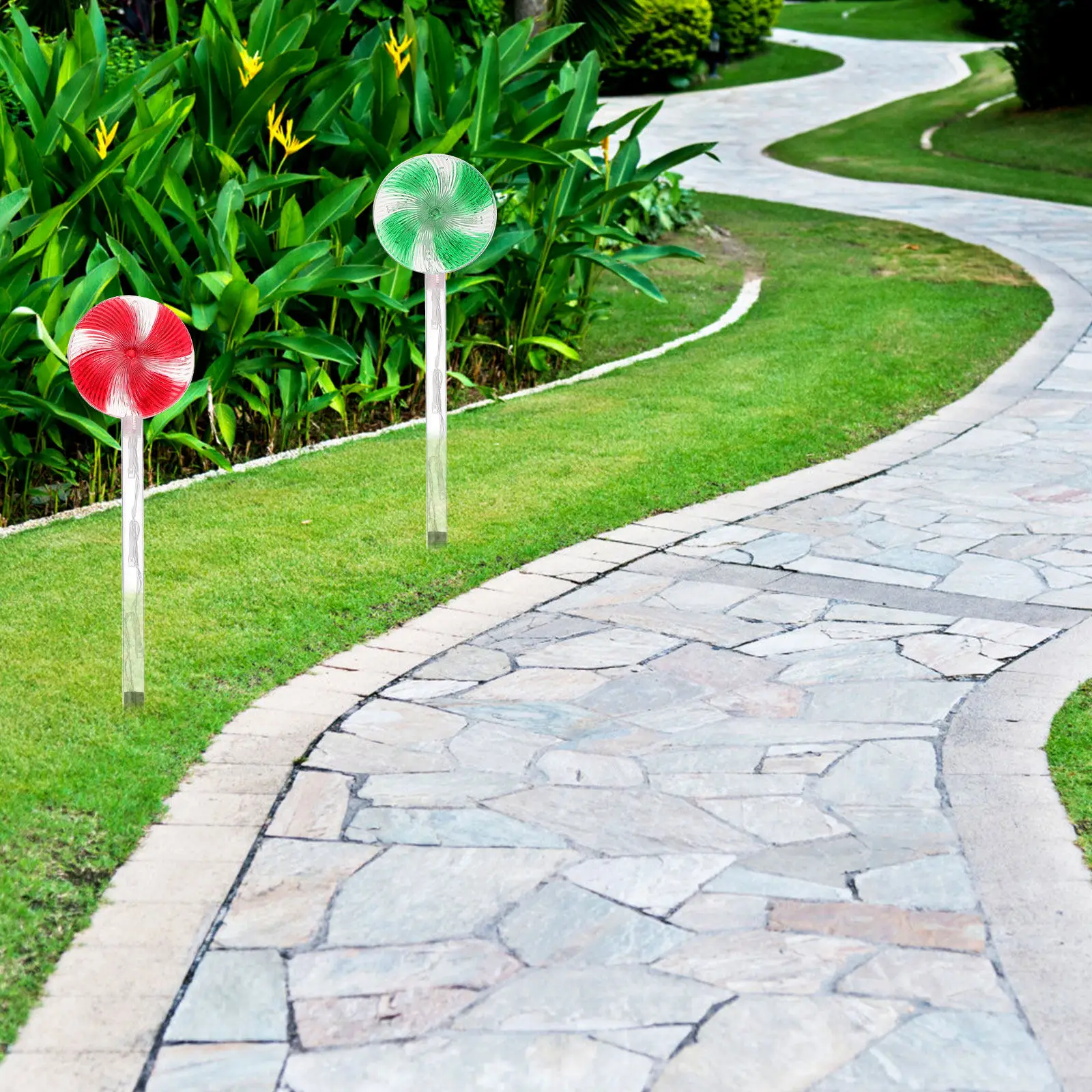 1 set 1 Set Solar Lollipop Yard Lamp Candy Shaped Decorative Lawn Light Ground Insert Outdoor Garden Xmas Light Adornment