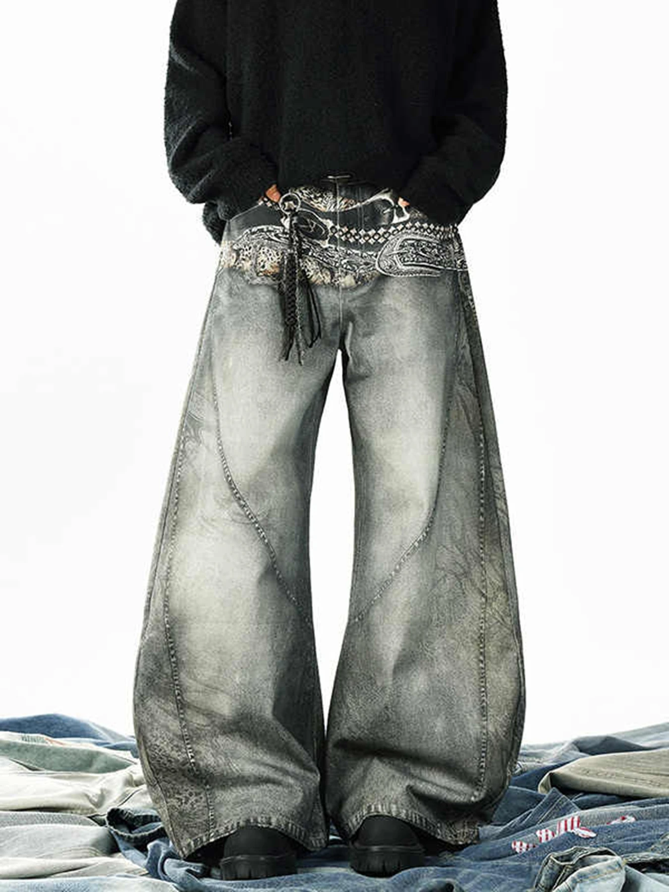 

Women's Blue Y2k Jeans Japanese 2000s Style High Waist Baggy Denim Trouser Harajuku Vintage Oversize Hip Hop Jeans Pants Autumn