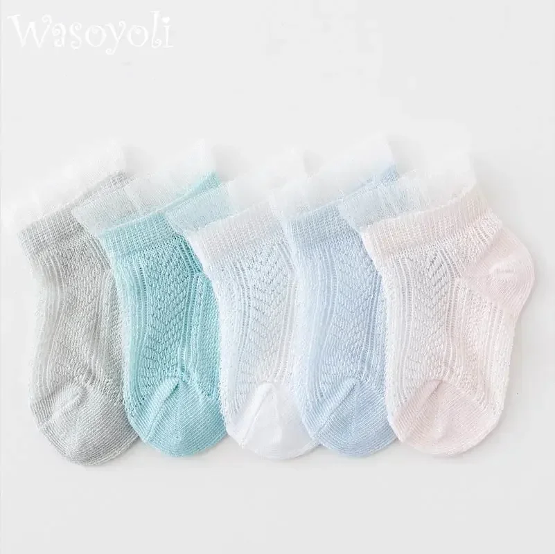 Children Short Socks 5 Pairs / Lot Laciness Beautiful 1-10 Years Colorful Summer Thin Cotton Socks 5 Assorted Girls Cute Socks