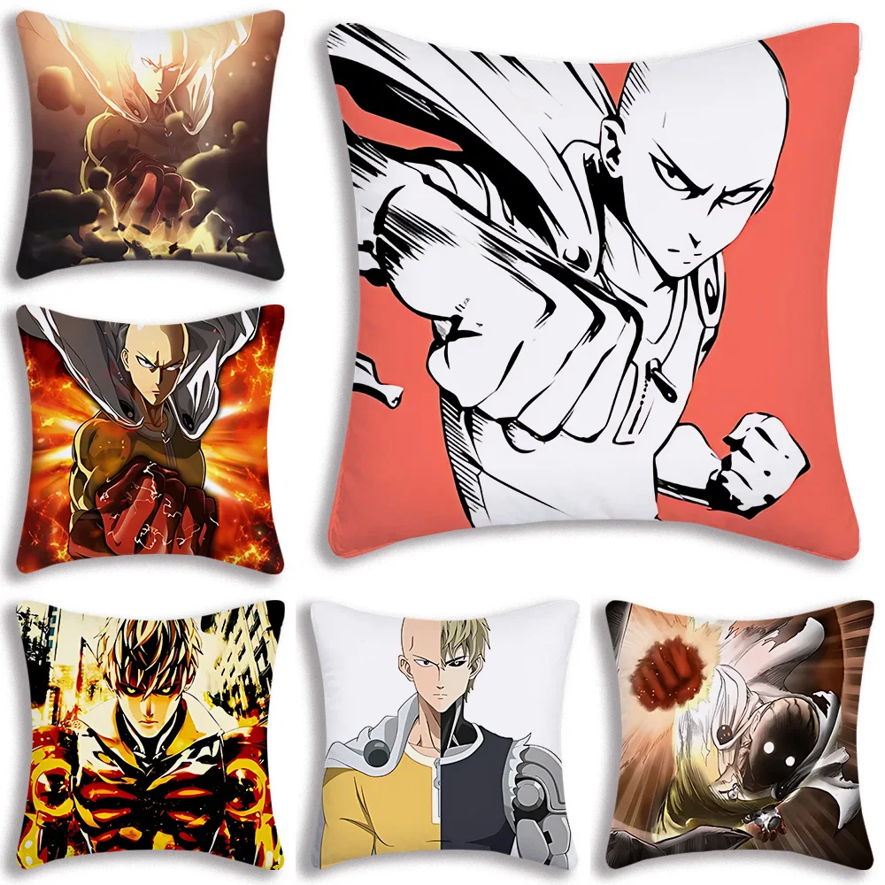 One Punch Man Saitama Anime Pillow Covers Cartoon Sofa Decorative Home Double-sided Printing Short Plush Cute Cushion Cover