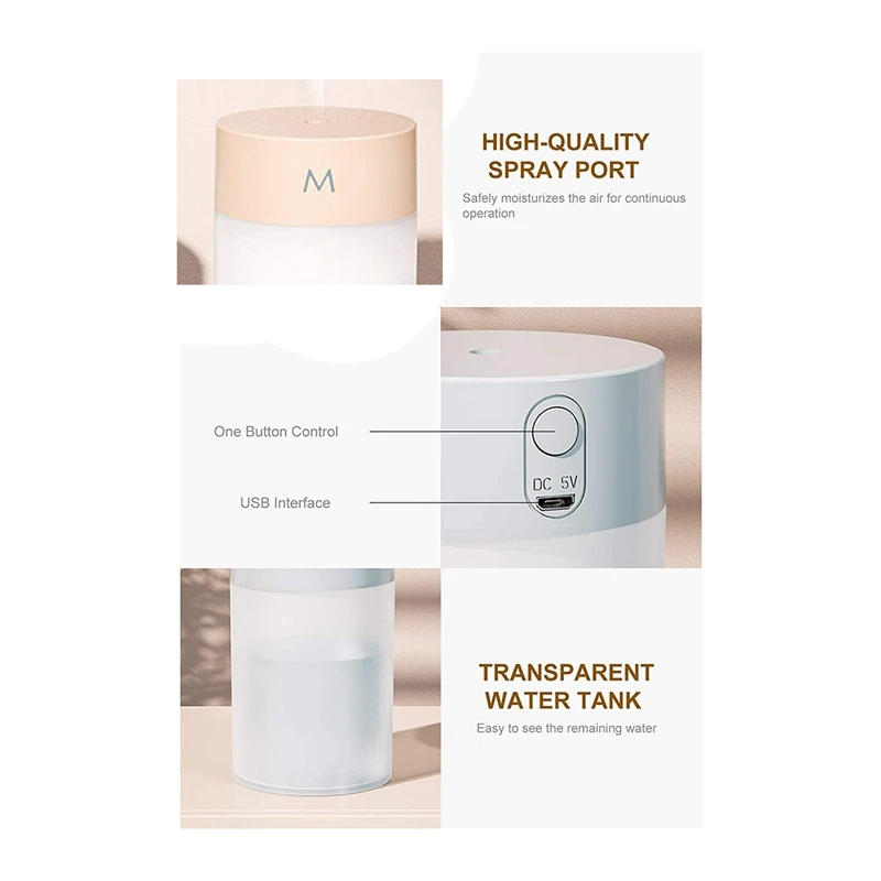 เครื่องเพิ่มความชื้นแบบออโต้ปิดอัตโนมัติสำหรับห้องนอนในบ้านเครื่องทำความชื้นแบบเครื่องทำละอองน้ำพกพาสีสันสดใสมีไฟกลางคืน