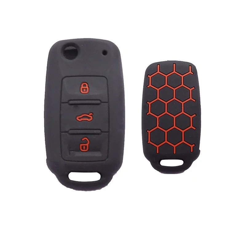 Xinyuexin 3 Buttons Silicone Car Key Case Fob For VW Passat Polo Golf Touran Bora Smart Key Shell Protector Holder