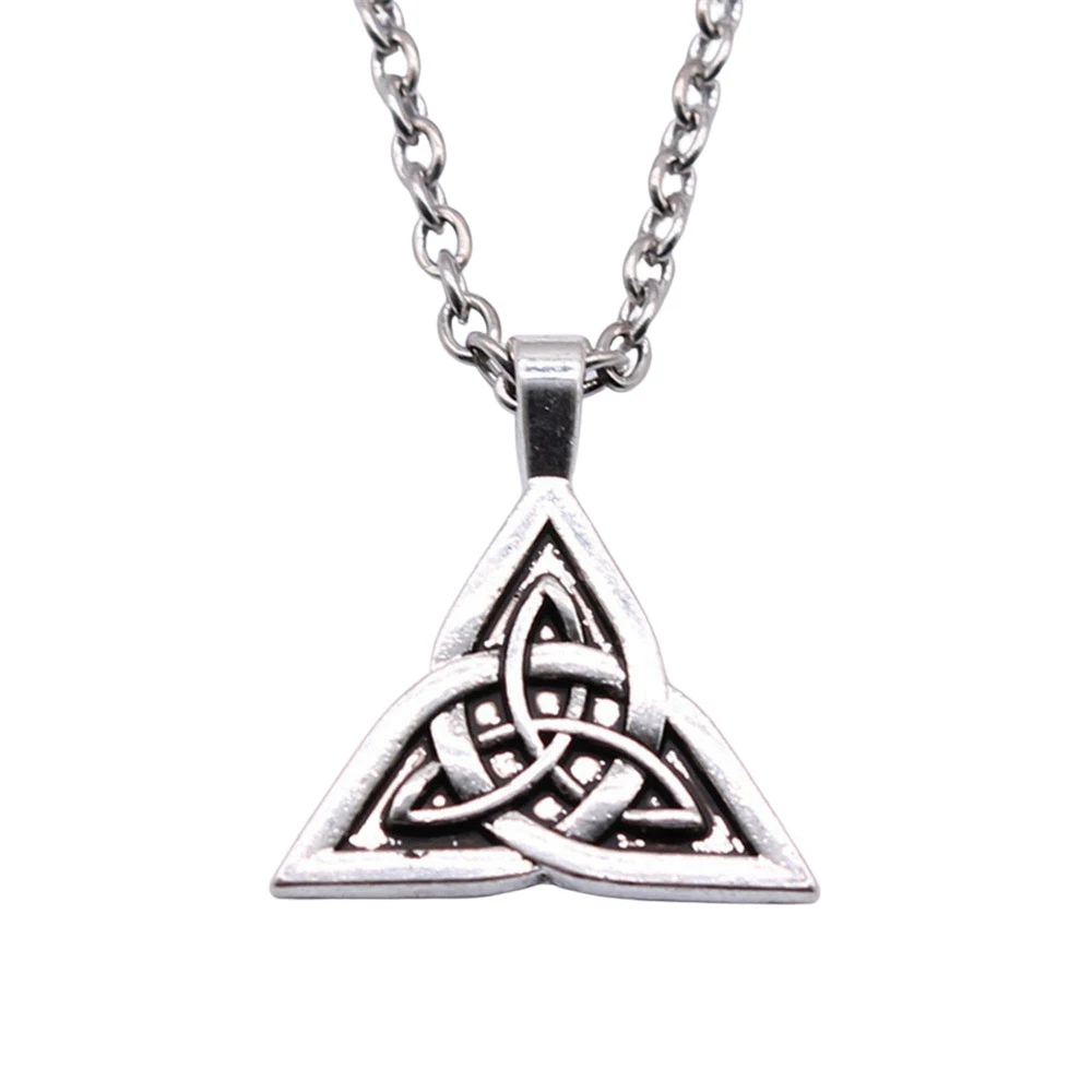 1pcs Double Sided Triquetra Symbol Neck Necklace Phone Pendant Jewelry For Men Handmade Chain Length 70cm OR 45+4cm