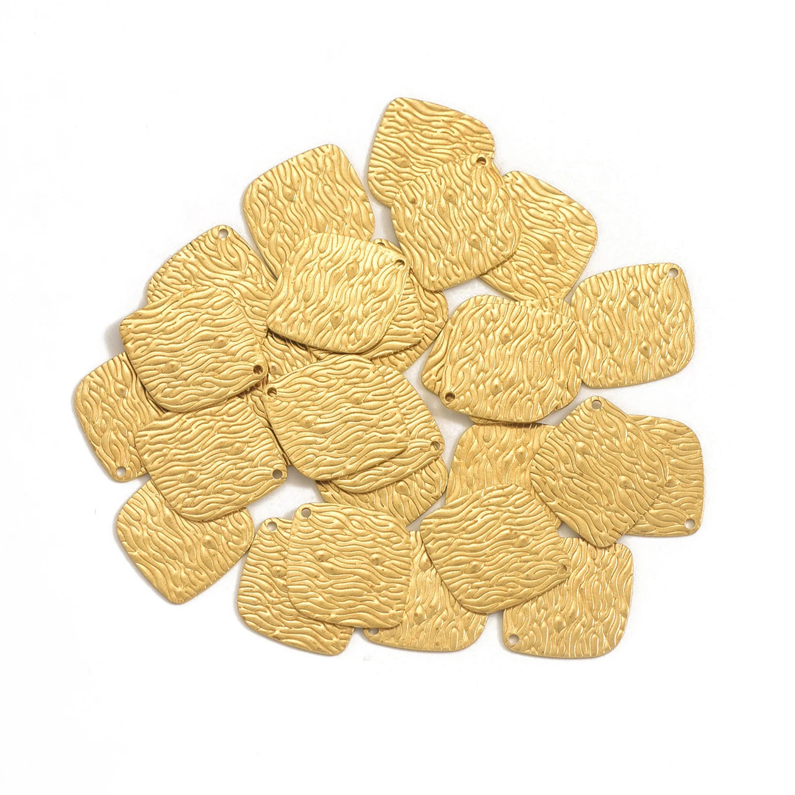 10pcs Brass Geometric Single Hole Irregular Double-Sided Embossed Irregular Square Handmade Women's Earrings Necklace Pendant
