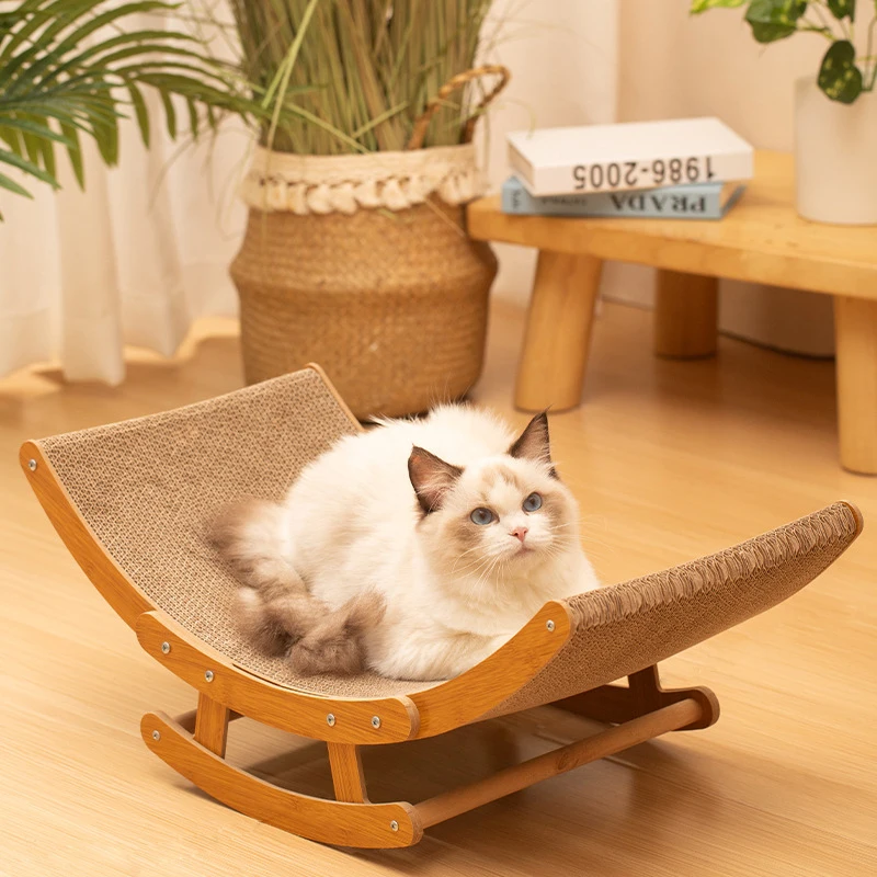 Cat Scratcher Detachable Wooden Cat Lounge Bed Corrugated Paper Wear-resistant Cat Scratch Board Grinding Claw Toys Pet Supplies