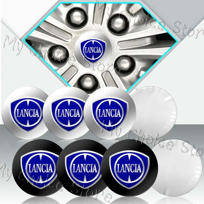 Car Styling Aluminum 4Pcs 56mm Car Wheel Center Hub Caps Dust-proof Stickers For Lancia Logo Kappa Delta 3 Ypsilon Musa Voyager