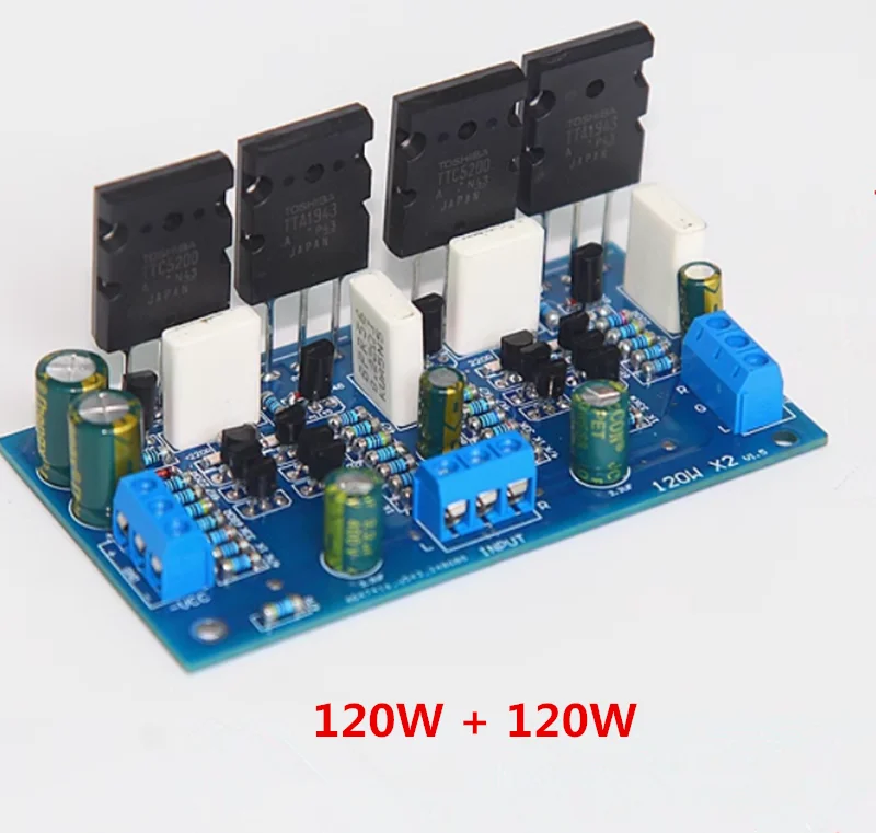 

Dual DC35-60V 2*120W Toshiba C5200 A1943 Tube HiFi Stereo Home Audio Amplifier Board