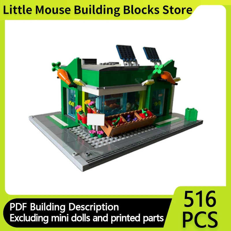 

City Street View Model MOC Building Bricks City Grocery Store Modular Technology Gifts Holiday Assemble Children Toys Suit