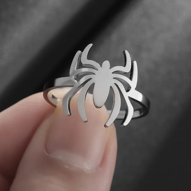 Edelstahl Spinne Offener Ring Paar Männer und Frauen Modische Hip Hop Cosplay Party Schmuck Jungen Geschenk