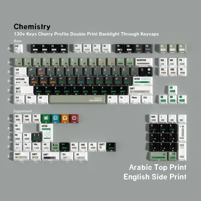 Chemical Translucent Keycaps Side Engraving 130key Pbt Cherry Key Cap Korean Russian Western Spanish Mechanical Keyboard Keycaps
