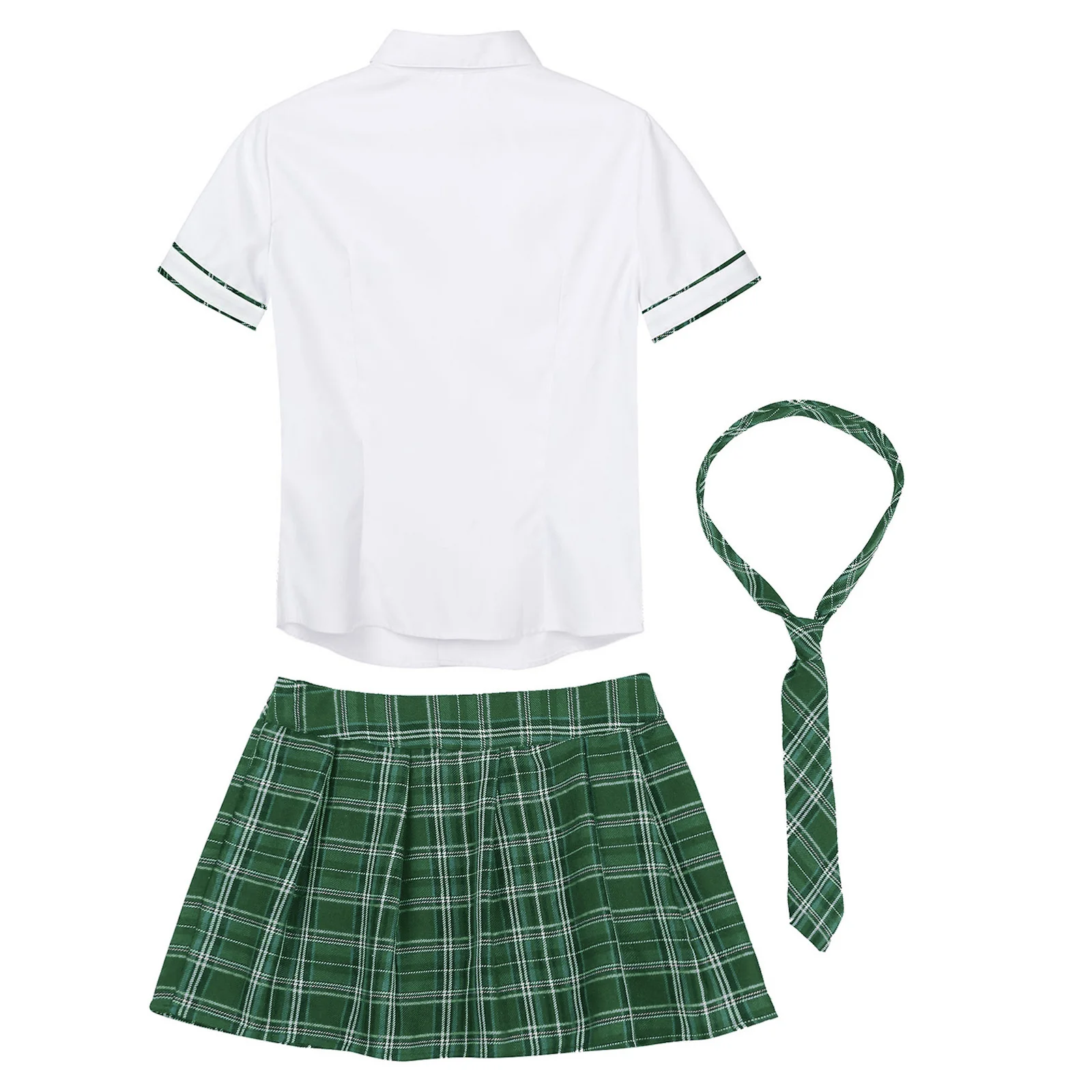 Mulheres halloween estudantes cosplay traje camisa de manga curta com xadrez mini saia gravata sexy uniforme escolar fotografia outfit