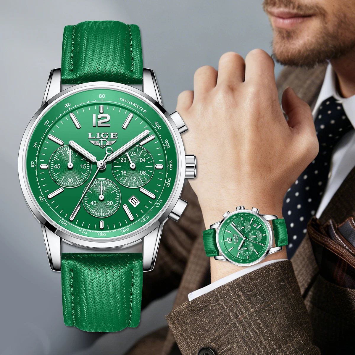 

LIGE Top Luxury Sports Military Men Watch Waterproof Luminous Chronograph Nylon Leather Date Man Wristwatch Quartz Men's Watches