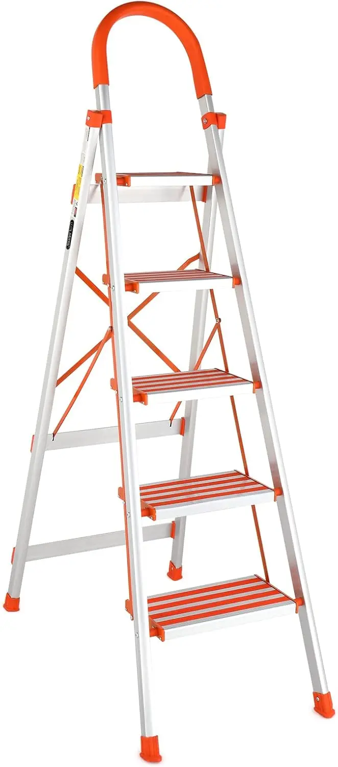 

Step Ladder 5 Lightweight Folding Ladder Aluminum Stool with Widened Anti-slip Strip Pedal Convenient