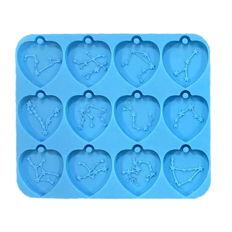 Love Twelve Constellations Earring Pendant Mirror Crystal Epoxy Silicone Mold