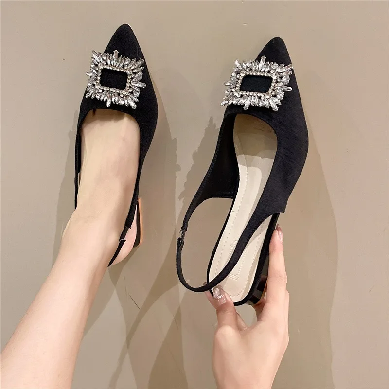 New Designer RUANDAI Spring and Autumn Fashion Sexy Banquet Comfortable Crystal Solid Color Pointed Toe Women\'s High Heels