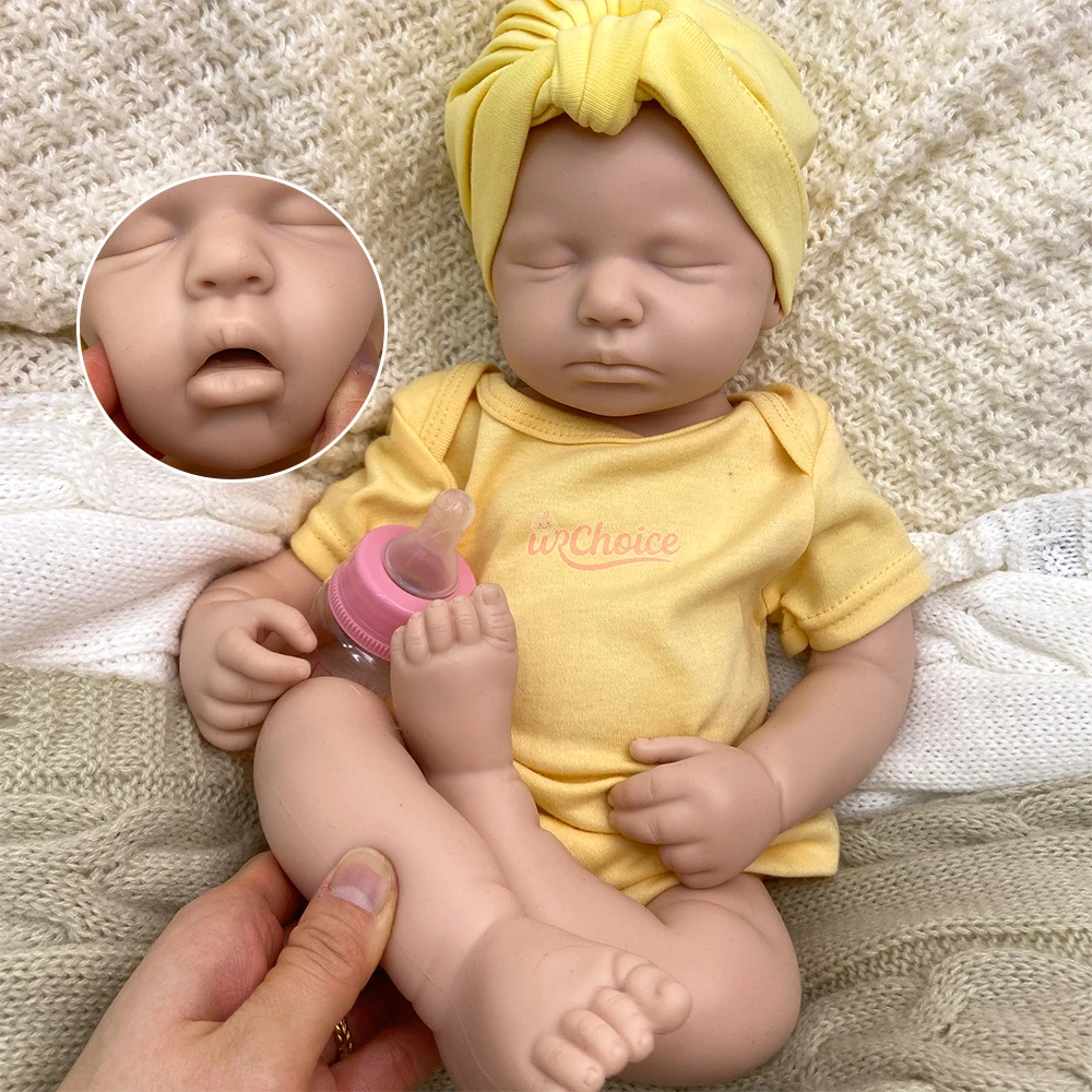 

Handmade 20" Full Silicone Reborn Baby Girl/Boy Loulou Handmade Art Doll Soft Lifelike Baby for Elderly Anxiety Relief