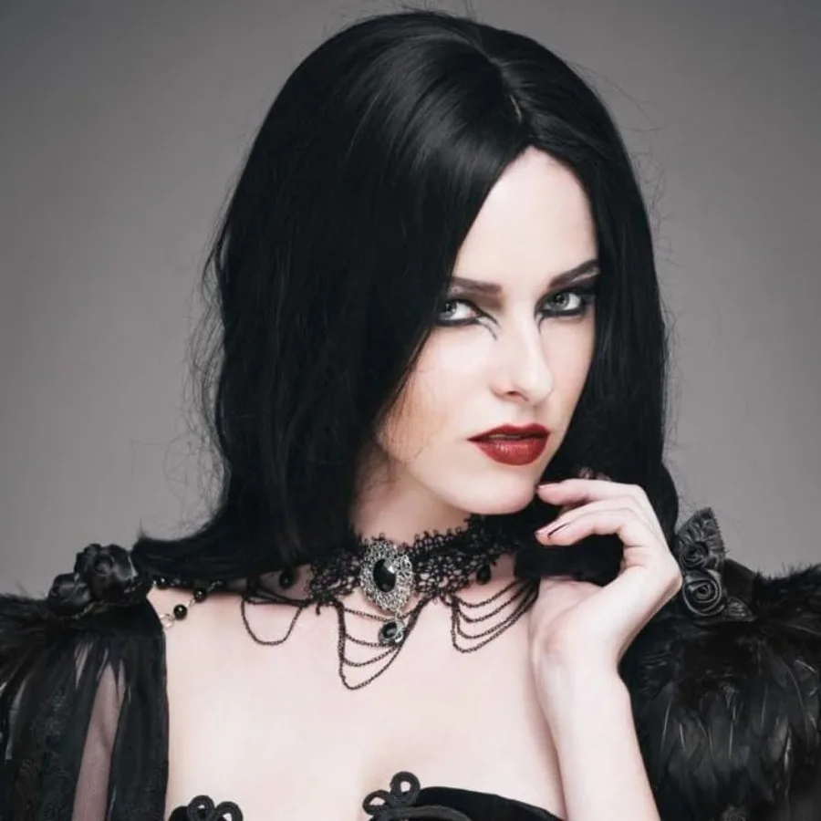 باروكة شعر مستعار سوداء طويلة مستقيمة صبغ شعر أسود للنساء الجزء الأوسط شعر طبيعي صناعي مقاوم للحرارة للحفلات أو القاعة