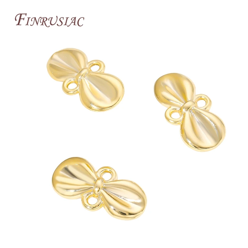 Abalorios de nudo de lazo chapados en oro de 18K, conectores de 2 orificios para joyería DIY, accesorios para hacer aretes, collares y pulseras