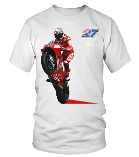 Round neck printed T-shirt suitable for both men and women - RD80-008-BK Casey Stoner