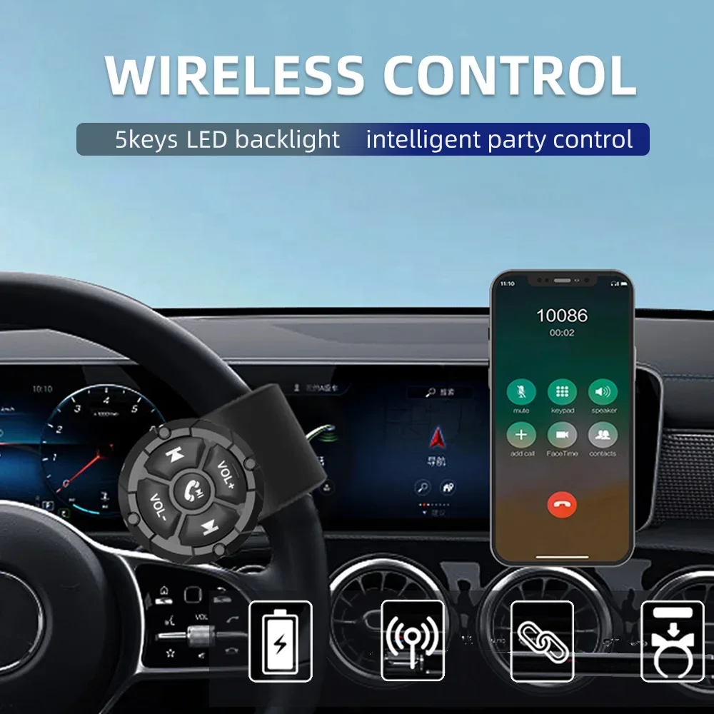 Wireless Remote Button Helmet Earphone Motorcycle/Bike Handlebar Media Controller Steering Wheel Remote Control Button