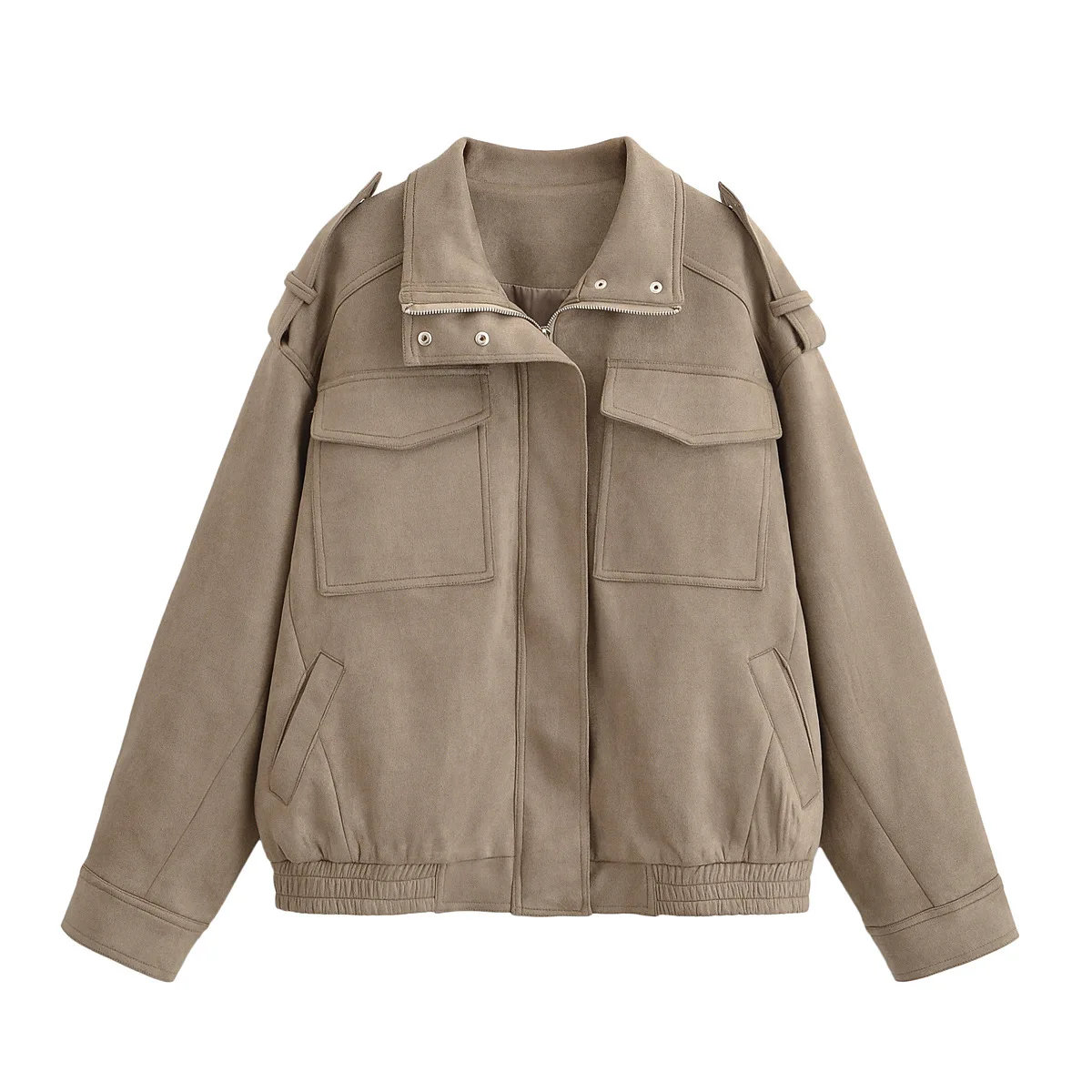 

женское свободное укороченное пальто на молнии с лацканами и длинными рукавами, однотонная куртка с карманами, простой новый шикарный топ для поездок на работу, ранняя осень