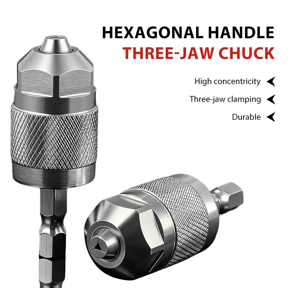 

Steel electric grinding tool 6.35mm handle quick change hexagonal handle three jaw self centering Fried Dough Twists drill chuck