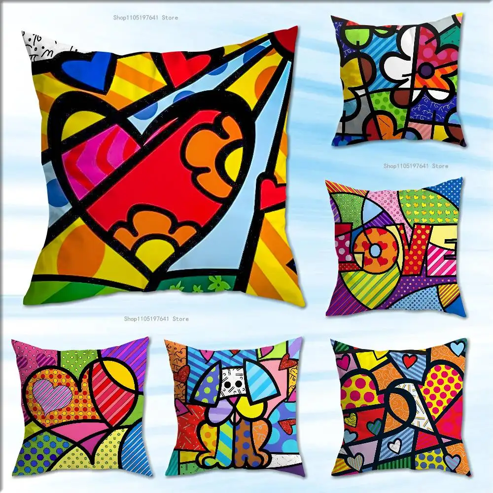 B-BrittoES Happy Art Movement Anime Celebrity Merchandise All-Match Printed Pillow Case Sofa Office Room Decoration Protector