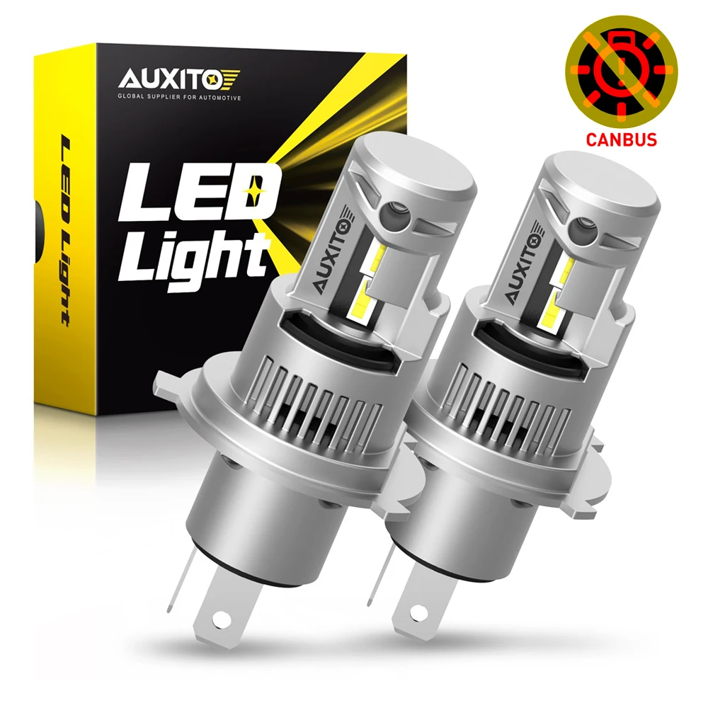 

AUXITO 2Pcs 100W H4 LED Canbus 20000LM Super Bright Headlamp Turbo LED H4 9003 High Low Beam Headlight Bulb 12-CSP Chip No Error