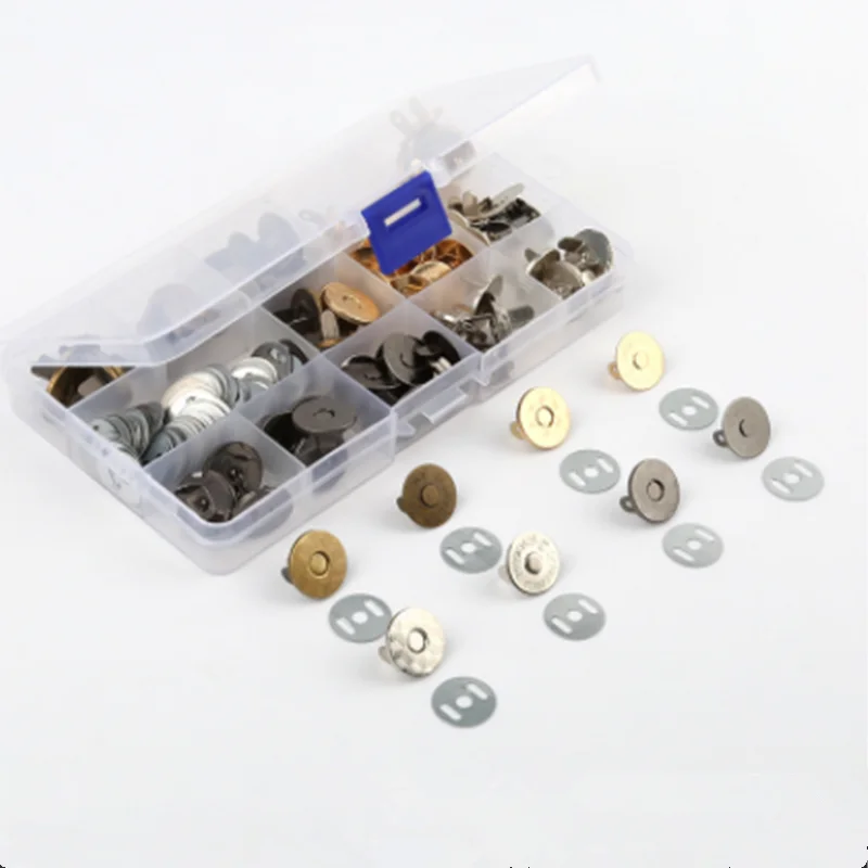 20 conjuntos de sacos de pressão magnética fixadores fechos botões bolsa carteira artesanato sacos peças mini fivela adsorção 14/18mm