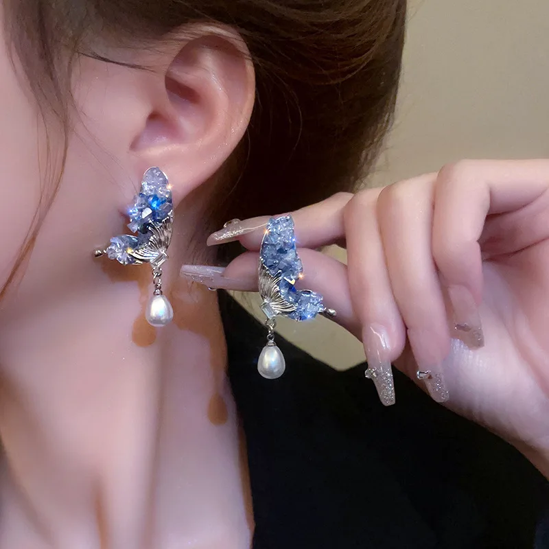 

New Exquisite Butterfly Wings Imitation Pearl Earrings For Women Fashionable Personalized Daily Accessory Jewelry Birthday Gifts